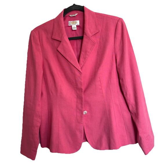 Talbots Blazer 8P Linen Blend Stretch Melon Light Academia Corpcore Classic core - Picture 1 of 6